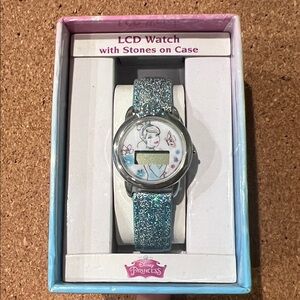 Disney Princess Glittery Blue LCD Watch